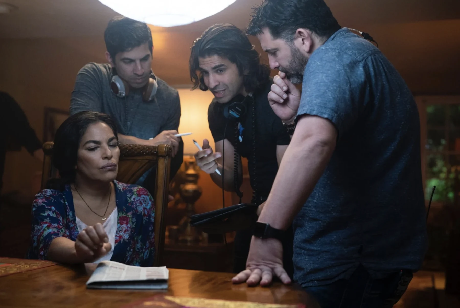 Behind the scenes on a film set