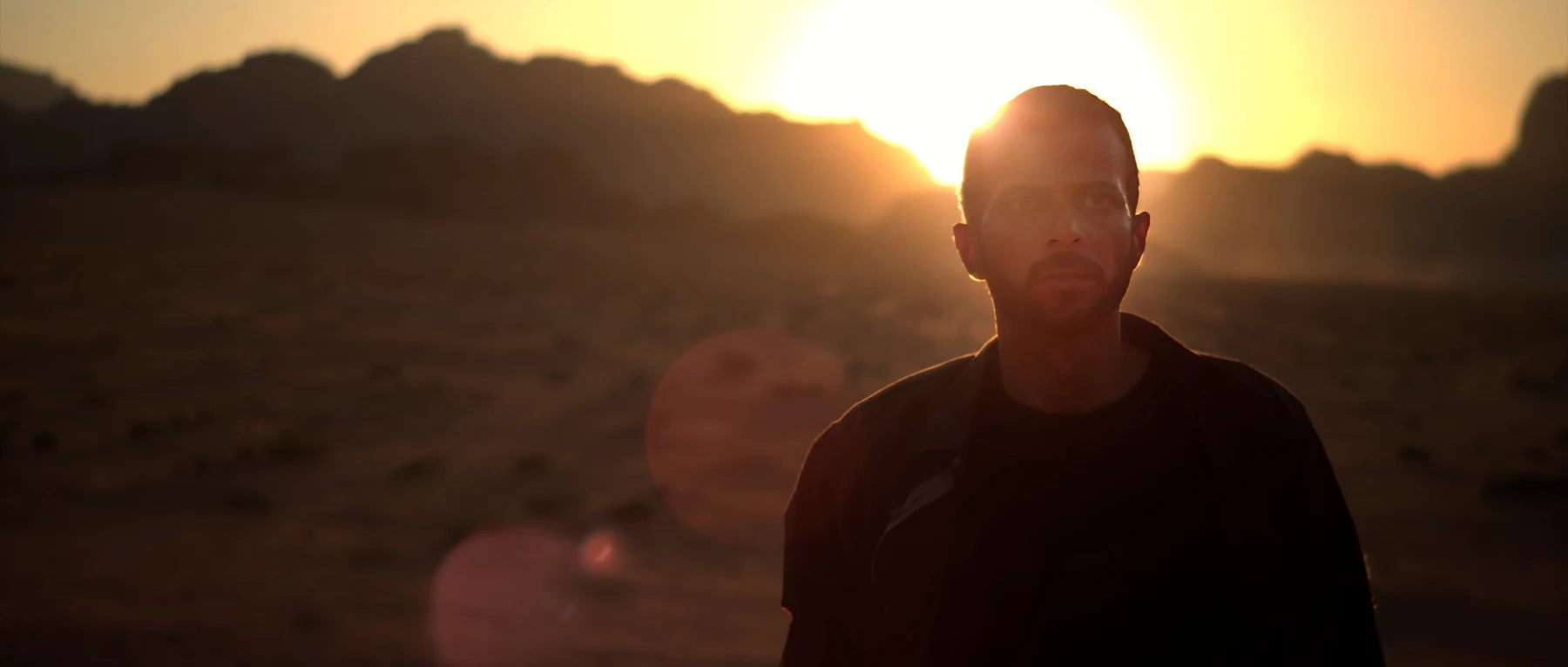 A figure in a desert landscape at sunset, from Rajeev Dassani’s director’s reel